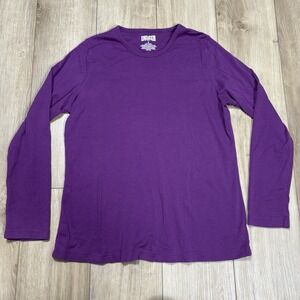 Duluth Trading Co T Shirt Top Womens Size Large L Purple Long Sleeve 100% Cotton